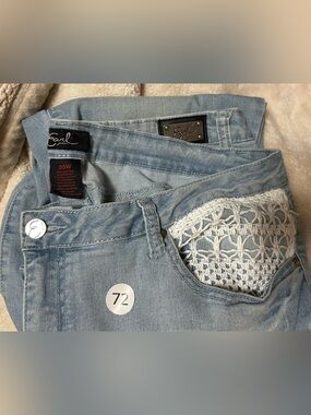 Earl Jeans Light Blue Denim Shorts with White Crochet Trim